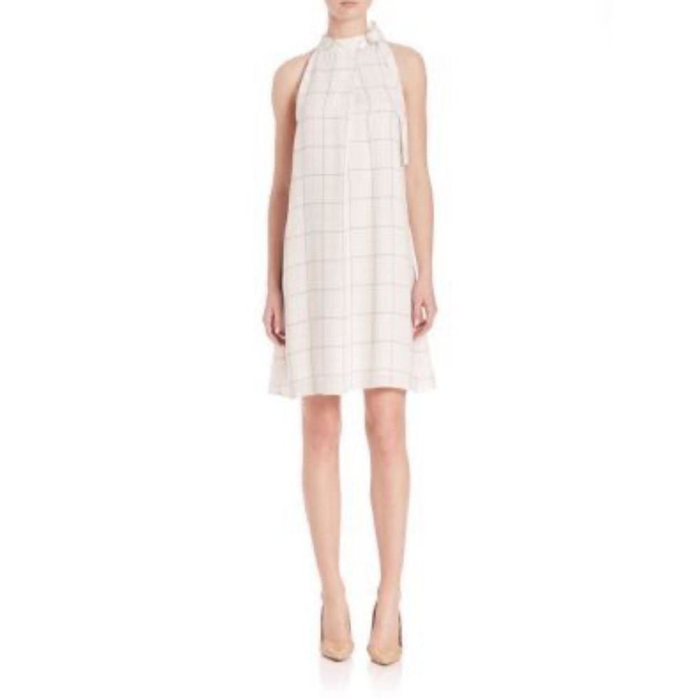 THEORY Espere Tile Print Tie-Neck Dress Size 8